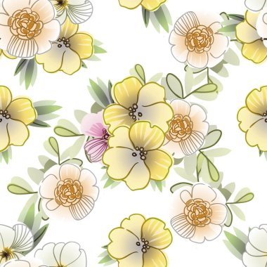 Çiçek elementleriyle kusursuz bir desen.