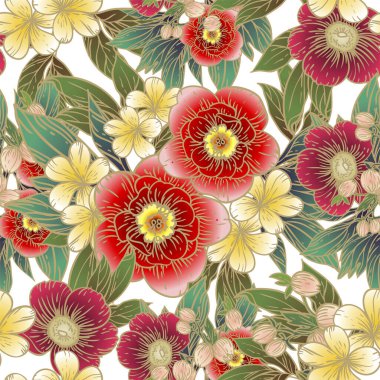 Çiçek elementleriyle kusursuz bir desen.