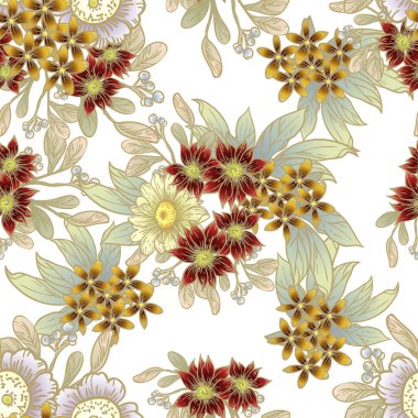 Çiçek elementleriyle kusursuz bir desen.