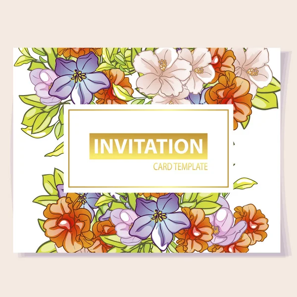 Tarjeta Invitación Floral Ilustración Vectorial — Vector de stock