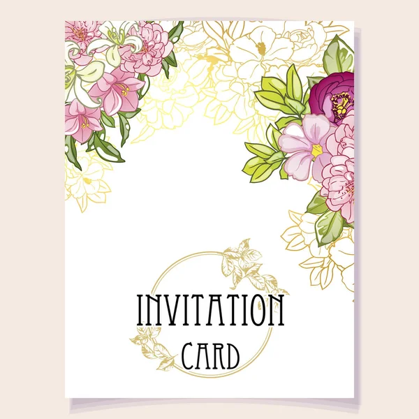 Carte Invitation Florale Illustration Vectorielle — Image vectorielle