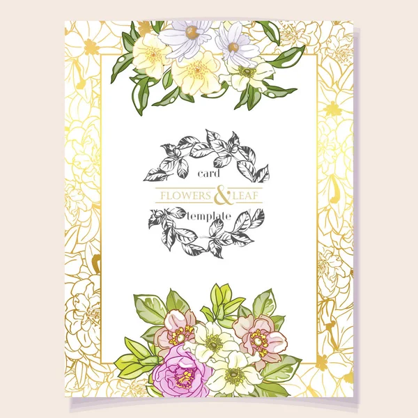 Cartão Convite Floral Ilustração Vetorial —  Vetores de Stock