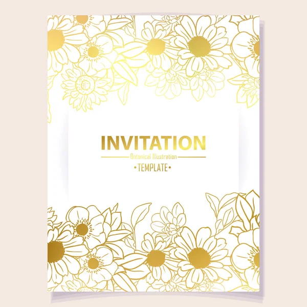 Floral Invitation Card Vector Illustration — Stock Vector