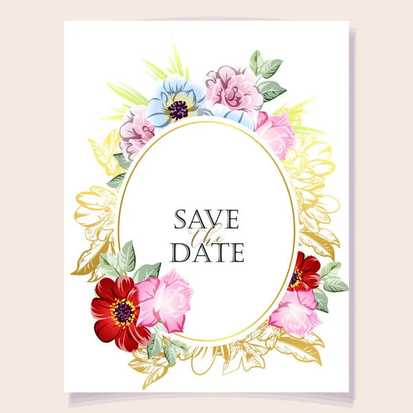 Floral Invitation Card Vector Illustration — Stock Vector