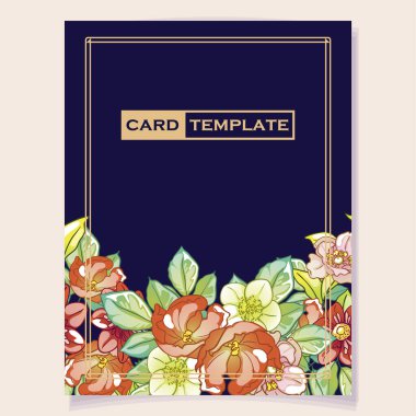 çiçek davetiye, vektör çizim