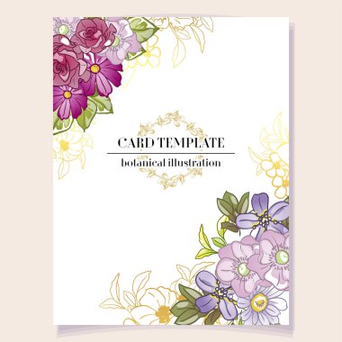 çiçek davetiye, vektör çizim