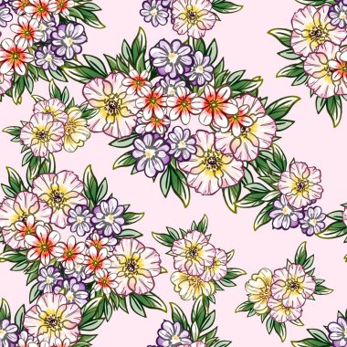 Çiçek elementleriyle kusursuz bir desen.