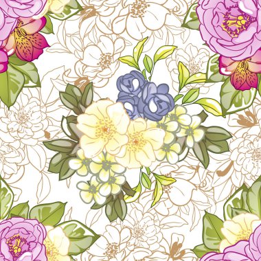 Çiçek elementleriyle kusursuz bir desen.