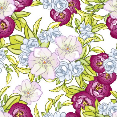 Çiçek elementleriyle kusursuz bir desen.