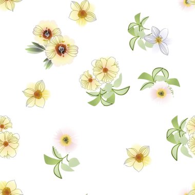 Çiçek elementleriyle kusursuz bir desen.