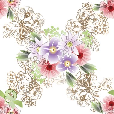 Çiçek elementleriyle kusursuz bir desen.