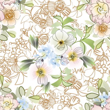 Çiçek elementleriyle kusursuz bir desen.