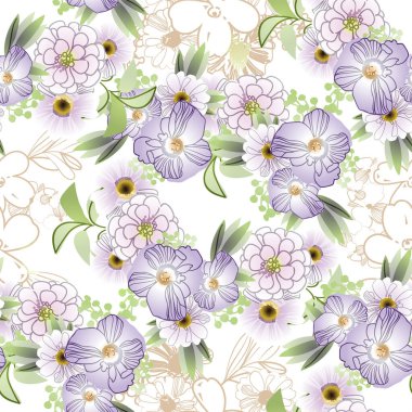 Çiçek elementleriyle kusursuz bir desen.