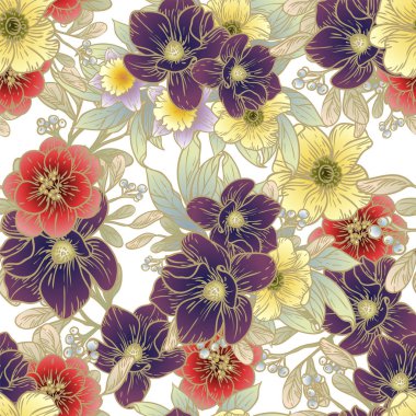 Çiçek elementleriyle kusursuz bir desen.