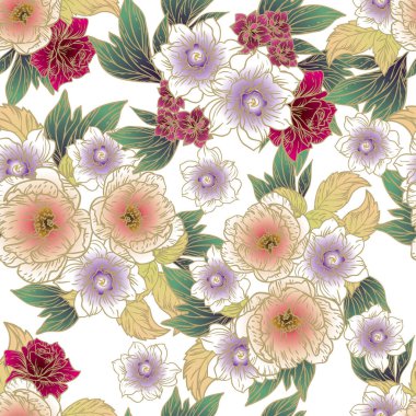 Çiçek elementleriyle kusursuz bir desen.