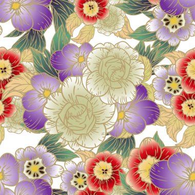 Çiçek elementleriyle kusursuz bir desen.