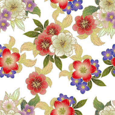 Çiçek elementleriyle kusursuz bir desen.