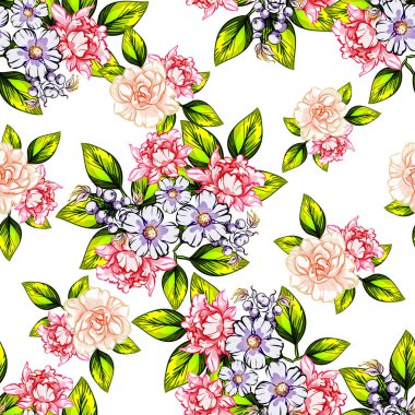 Çiçek elementleriyle kusursuz bir desen.