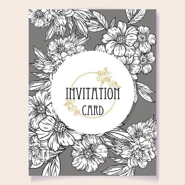 Tarjeta Invitación Floral Ilustración Vectorial — Archivo Imágenes Vectoriales