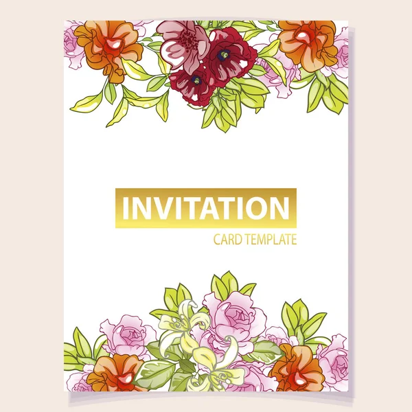 Floral Πρόσκληση Κάρτα Διανυσματική Απεικόνιση — Διανυσματικό Αρχείο