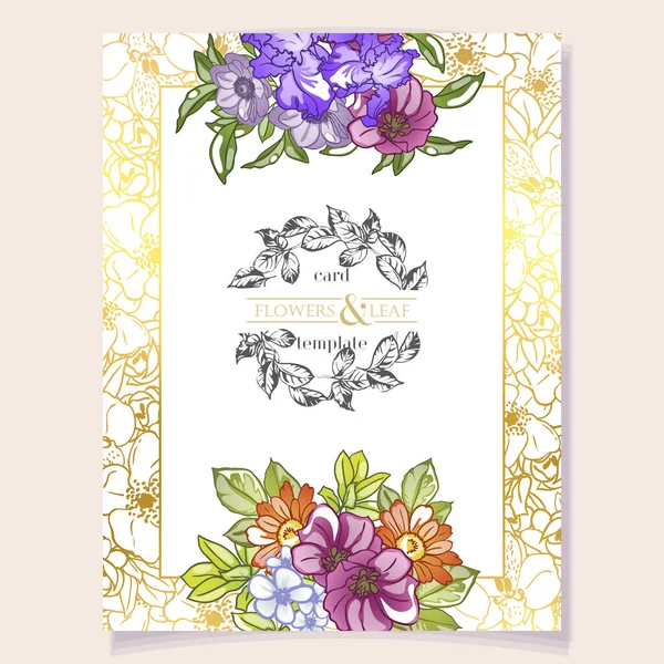 Tarjeta Invitación Floral Ilustración Vectorial — Archivo Imágenes Vectoriales