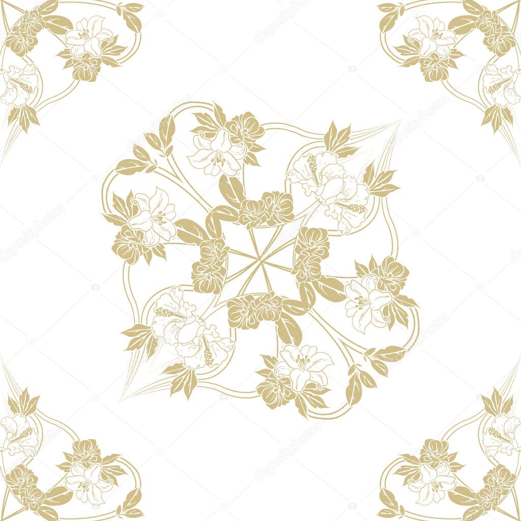 elegance seamless pattern with light brown floral elements