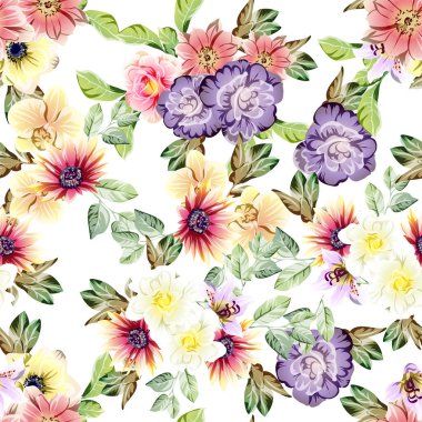 Çiçek elementleriyle kusursuz bir desen.