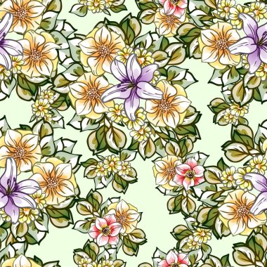 Çiçek elementleriyle kusursuz bir desen.