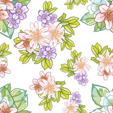 Çiçek elementleriyle kusursuz bir desen.