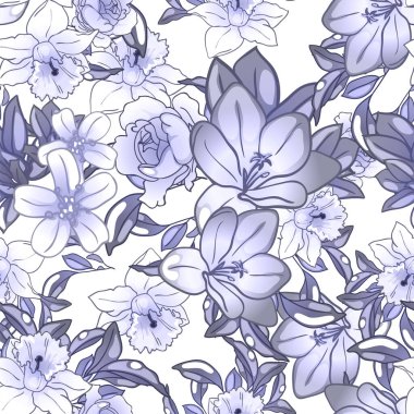 Çiçek elementleriyle kusursuz bir desen.