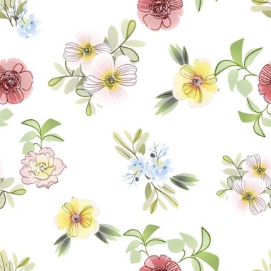Çiçek elementleriyle kusursuz bir desen.