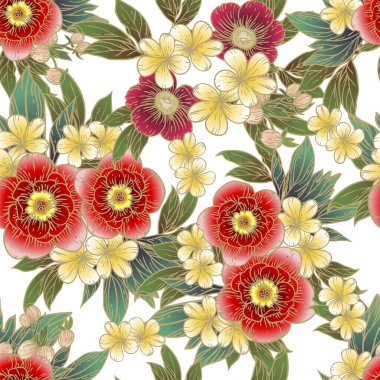 Çiçek elementleriyle kusursuz bir desen.