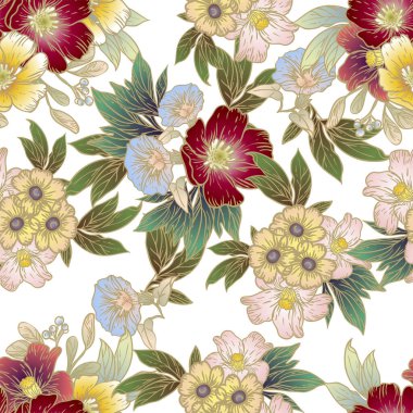 Çiçek elementleriyle kusursuz bir desen.