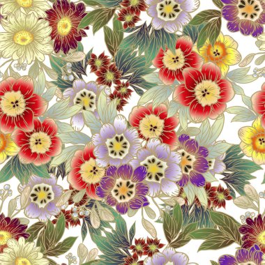 Çiçek elementleriyle kusursuz bir desen.