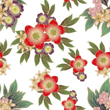 Çiçek elementleriyle kusursuz bir desen.