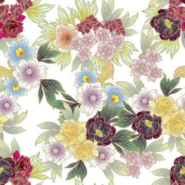 Çiçek elementleriyle kusursuz bir desen.