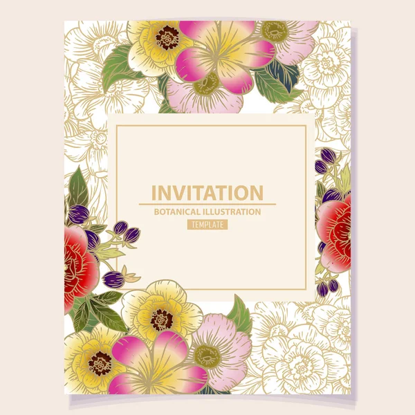 花の招待カード ベクトル イラスト — ストックベクタ