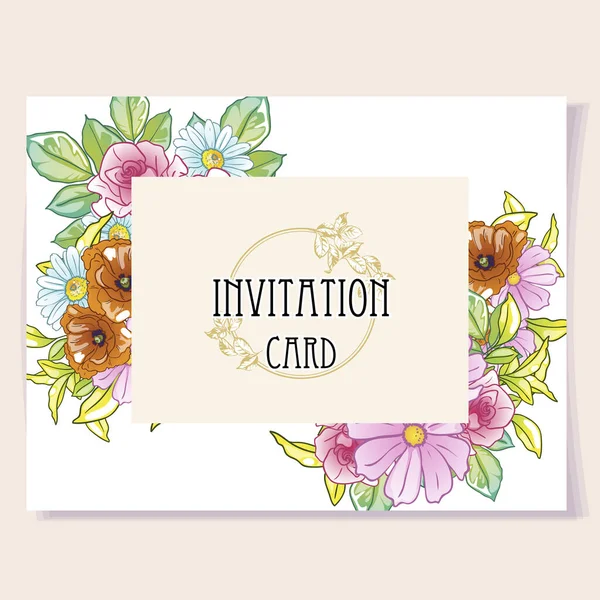 Tarjeta Invitación Floral Ilustración Vectorial — Archivo Imágenes Vectoriales