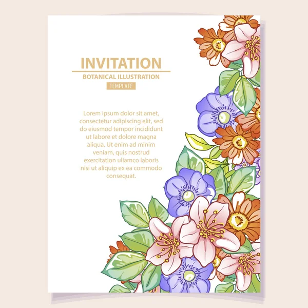 Floral Invitation Card Vector Illustration — Stock Vector