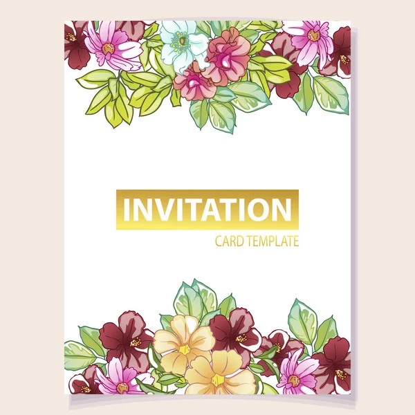 Tarjeta Invitación Floral Ilustración Vectorial — Vector de stock