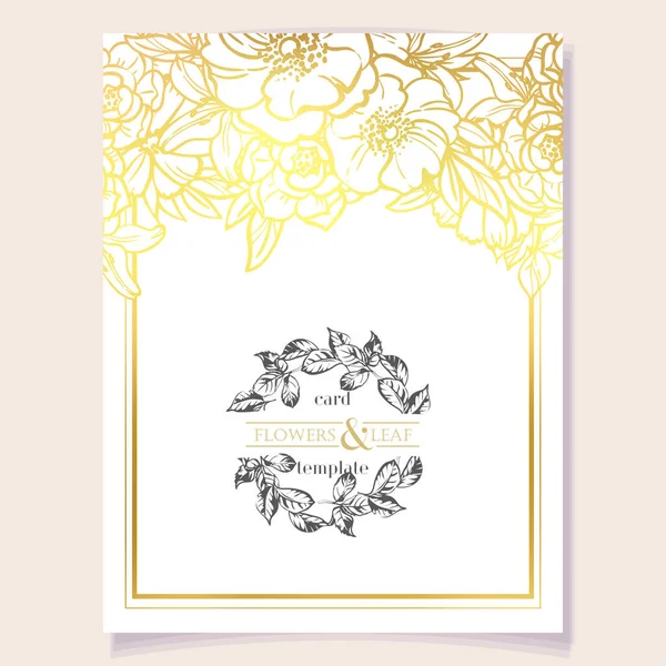 Tarjeta Invitación Floral Ilustración Vectorial — Vector de stock