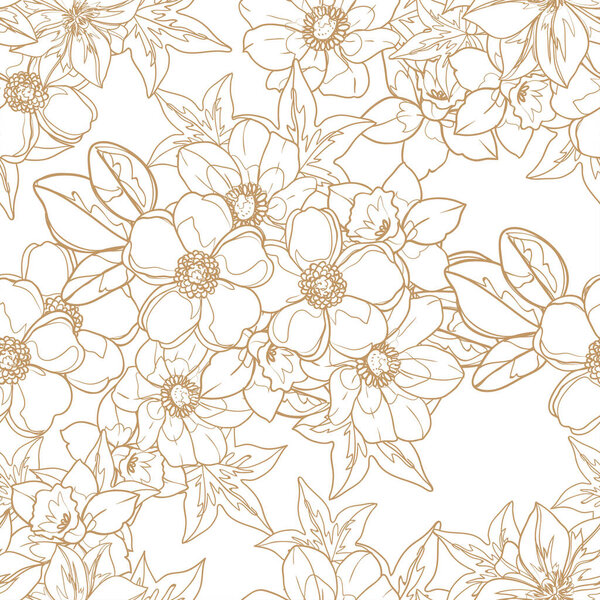 elegance seamless pattern with floral elements
