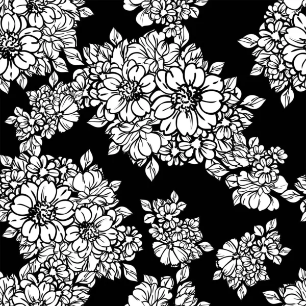 Elegance Seamless Pattern Floral Elements — Stock Vector