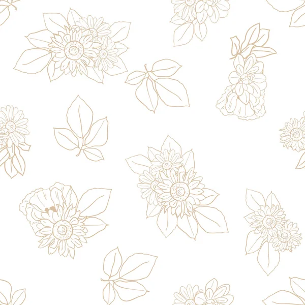 Modèle Sans Couture Élégance Avec Des Éléments Floraux — Image vectorielle