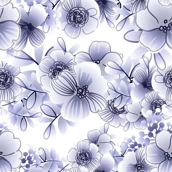 Eleganz Nahtloses Muster Mit Floralen Elementen — Stockvektor