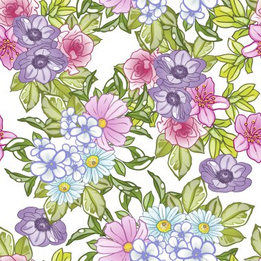 Çiçeksel elementlerle kusursuz desen.