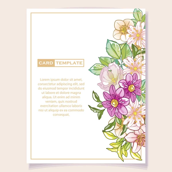 花のカードテンプレートベクトルイラスト — ストックベクタ