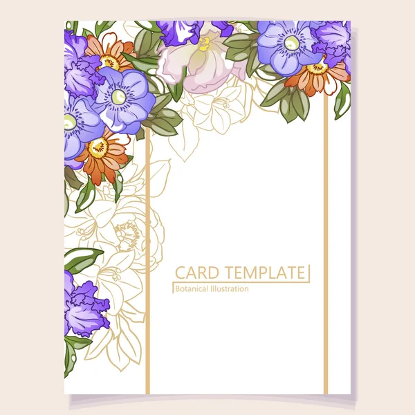 Floral Card Template Vector Illustration — Stock Vector