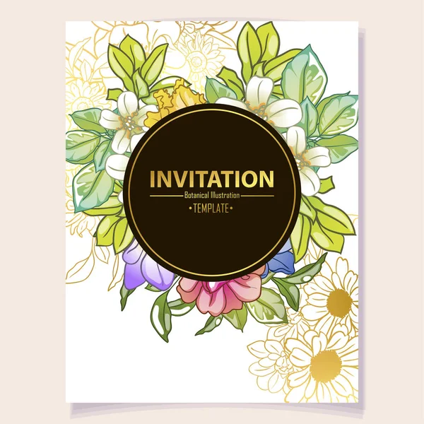 Plantilla Tarjeta Floral Ilustración Vectorial — Vector de stock