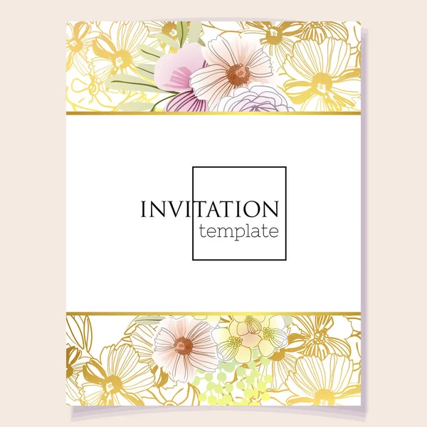 Floral Card Template Vector Illustration — Stock Vector